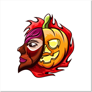 Halloween Pumpkin Head Posters and Art